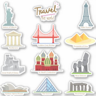 Sticker Monde Voyage Points de repère & Monuments Éducatif