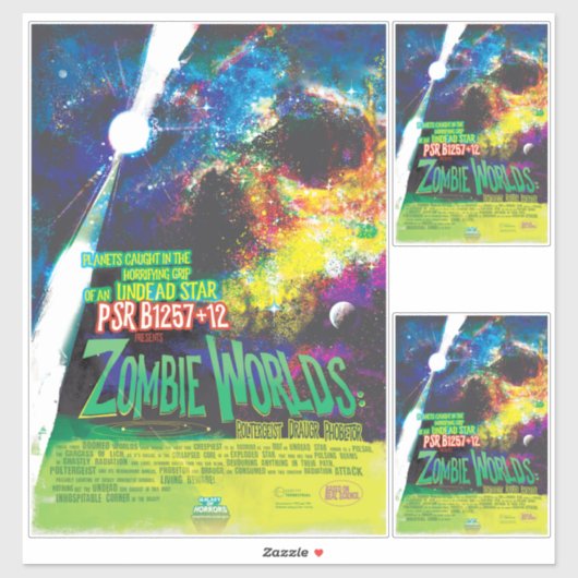 Sticker Mondes Zombie Galaxie d'Halloween (Feuille)
