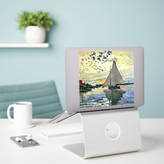 Sticker Monet - Voilier au Petit GENNEVILLIERS (Ordinateur portable sur le bureau)