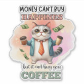 Sticker Money Can't Buy Happiness Funny Cat Lover Gift  (Devant)