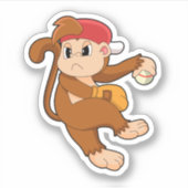 Sticker Monkey at baseball with baseball glove (Devant)