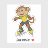 Sticker Monkey at Ice skating with Ice skates (Feuille)