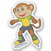 Sticker Monkey at Ice skating with Ice skates (Devant)