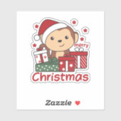 Sticker Monkey Christma (Feuille)