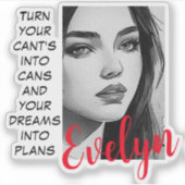 Sticker Monochromatic Portrait Pop Art Inspirational Name (Devant)