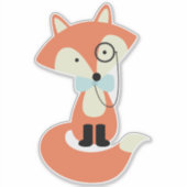 Sticker Monocle Hipster Red Fox (Devant)