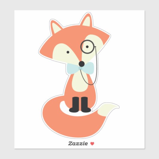 Sticker Monocle Hipster Red Fox (Feuille)