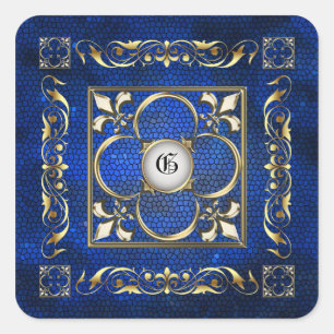 Sticker Monogram Carré Empereur Bleu