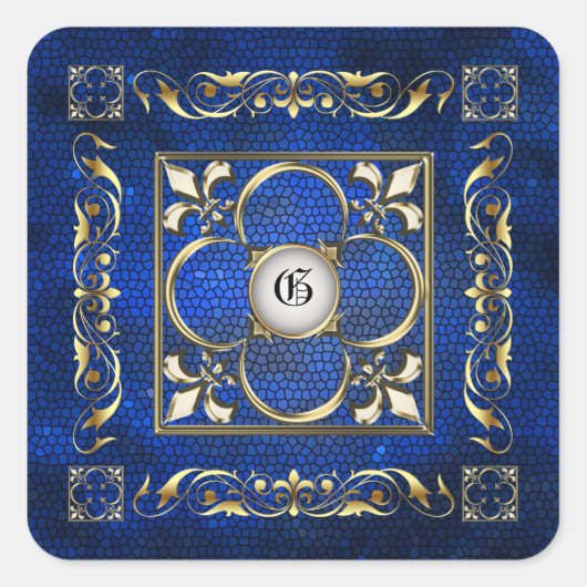 Sticker Monogram Carré Empereur Bleu (Devant)