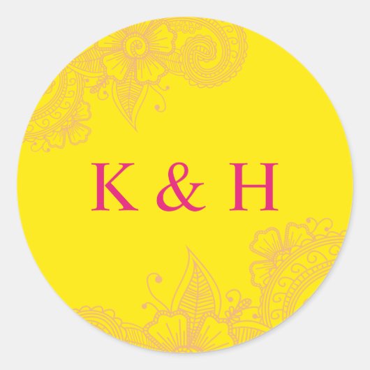 Sticker Monogram Classic Round Mariage Mehndi (Devant)