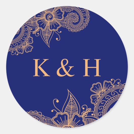 Sticker Monogram Classic Round Mariage Mehndi (Devant)