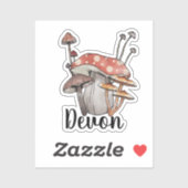 Sticker Monogram Cute Red Mushroom - Ajouter un autocollan (Feuille)