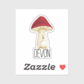 Sticker Monogram Cute Red Mushroom - Ajouter un nom (Feuille)