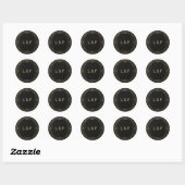Sticker Monogram élégant - Mariage noir & or (Feuille)