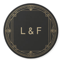 Sticker Monogram élégant - Mariage noir & or