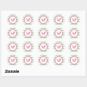 Sticker Monogram Flamant rose - Motif rose et vert (Feuille)