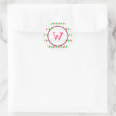 Sticker Monogram Flamant rose - Motif rose et vert (Sac)
