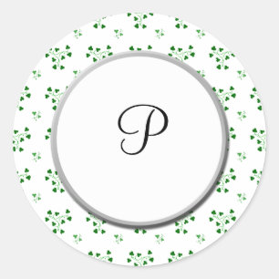 Sticker Monogram Green Shamrock Circles