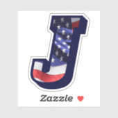 Sticker Monogram J American Flag LETTRE J INITIALE USA (Feuille)