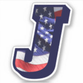 Sticker Monogram J American Flag LETTRE J INITIALE USA (Devant)