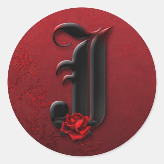 Sticker Monogram J Rose noir et rouge (Devant)