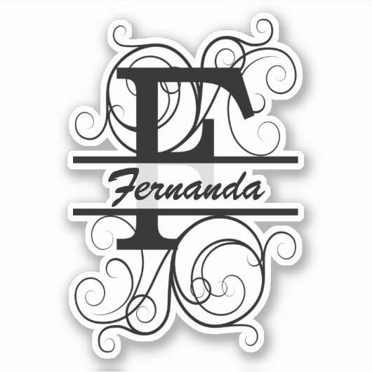 Sticker Monogram letter with swirls ; space for your name (Devant)