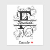 Sticker Monogram letter with swirls ; space for your name (Feuille)