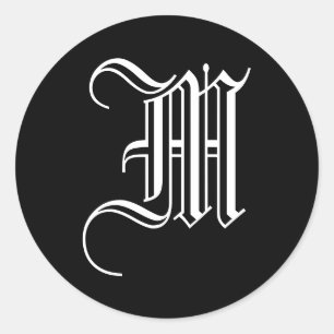 Sticker Monogram M Vieux Style Anglais Noir Blanc