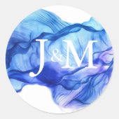 Sticker Monogram Mariage Abstrait en soie bleu (Devant)
