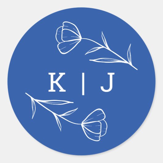 Sticker Monogram Mariage fleur sauvage à Cobalt (Devant)