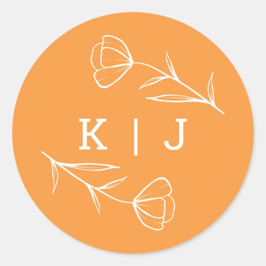 Sticker Monogram Mariage fleur sauvage en Orange (Devant)