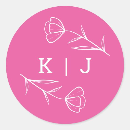 Sticker Monogram Mariage fleur sauvage en rose (Devant)