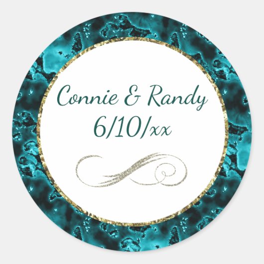 Sticker Monogram Motif Turquoise et Or (Devant)