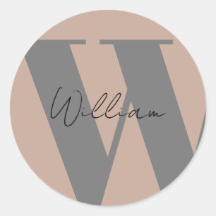 STICKER Monogram naam mocha bruin grijs stijlvol