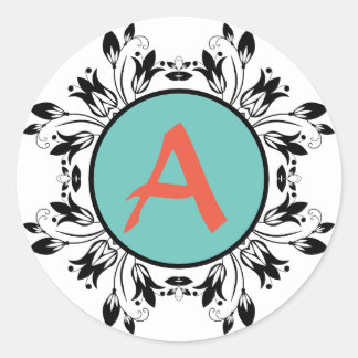 Sticker MONOGRAM noir et blanc Damask