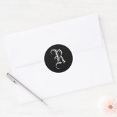 Sticker Monogram R Vieux Style Anglais Noir Blanc (Enveloppe)
