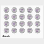 Sticker Monogram W pour Parties scintillant violet (Feuille)
