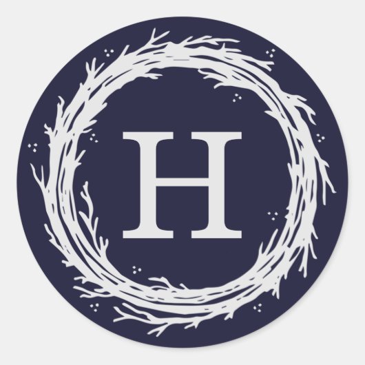 Sticker Monogram Wreath Holiday Étiquettes (Devant)