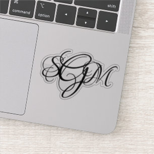 Sticker Monogramme 3-Lettre Initiales Décrets personnalis