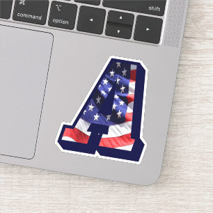 Sticker Monogramme A American Flag LETTRE A INITIAL USA