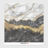 Sticker Monogramme à huile noire et Marbre blanc (Feuille)