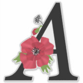 Sticker monogramme, alphabet, lettre A, monogramme floral, (Devant)