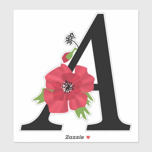 Sticker monogramme, alphabet, lettre A, monogramme floral, (Feuille)