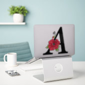 Sticker monogramme, alphabet, lettre A, monogramme floral, (Ordinateur portable sur le bureau)