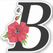 Sticker monogramme, alphabet, lettre Br, monogramme floral (Devant)