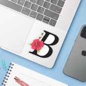 Sticker monogramme, alphabet, lettre Br, monogramme floral (Ordinateur portable avec iPhone)