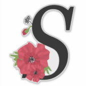 Sticker monogramme, alphabet, lettre S, monogramme floral (Devant)