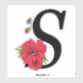 Sticker monogramme, alphabet, lettre S, monogramme floral (Feuille)