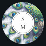 Sticker Monogrammé Aquarelle Peacock Feathers<br><div class="desc">Ajoutez une touche d'élégance à votre papeterie mariage grâce à nos autocollants monogrammed magnifiquement conçus. Encadrés par une délicate bordure en plumes paon couleur aquarelle dans des tons majestueux de bleu royal, de violet et de vert, ces autocollants sont le moyen parfait pour insuffler à votre mariage une touche de...</div>
