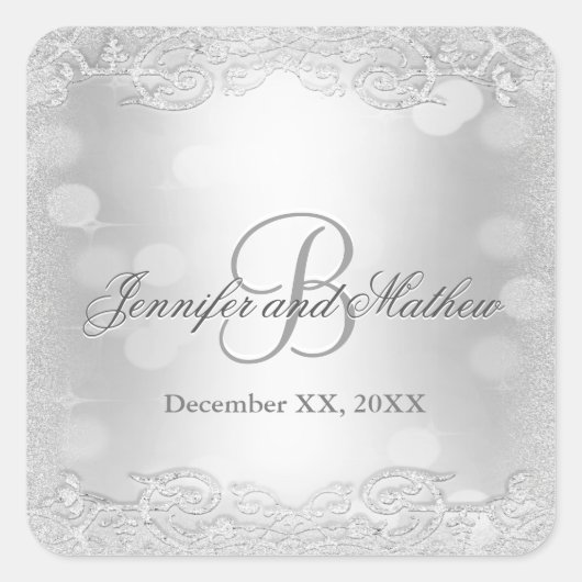 Sticker Monogramme | Argent élégant (Devant)